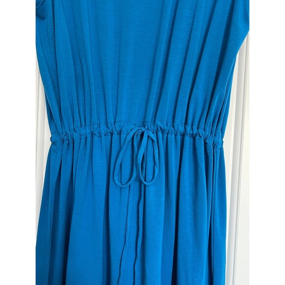 Eileen Fisher Mock Neck Tie Waist Sleeveless Dress Marine Blue $178 - L NWT - Picture 5 of 11